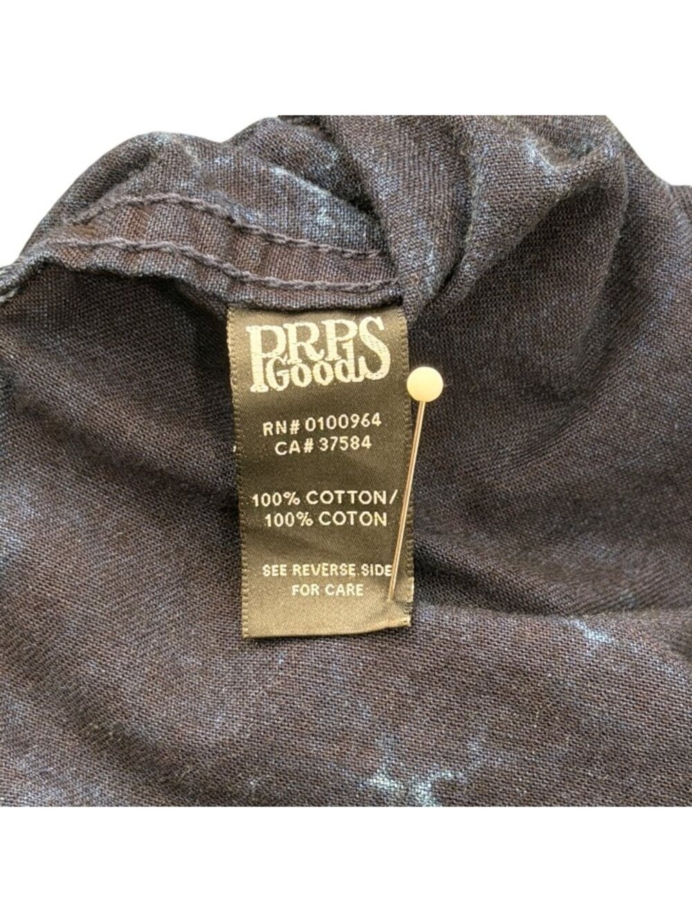 PRPS Goods & Co. Mens Size L Denim Shirt Indigo Tie-Dye Button-Up Cotton Blue - Picture 4 of 7